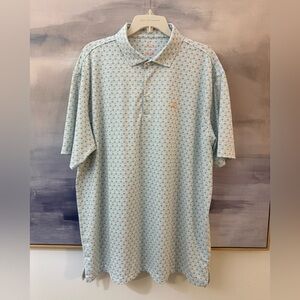 Rhoback White Palm Tree Golf Cart Patterned Performance Polo Shirt